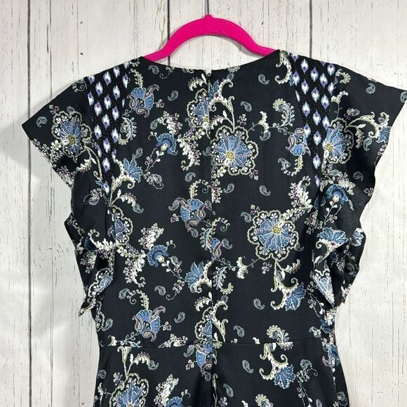 Rebecca Taylor Womens Floral Mixed Print Cap Sleeve Mini Dress Ruffle - Picture 14 of 16